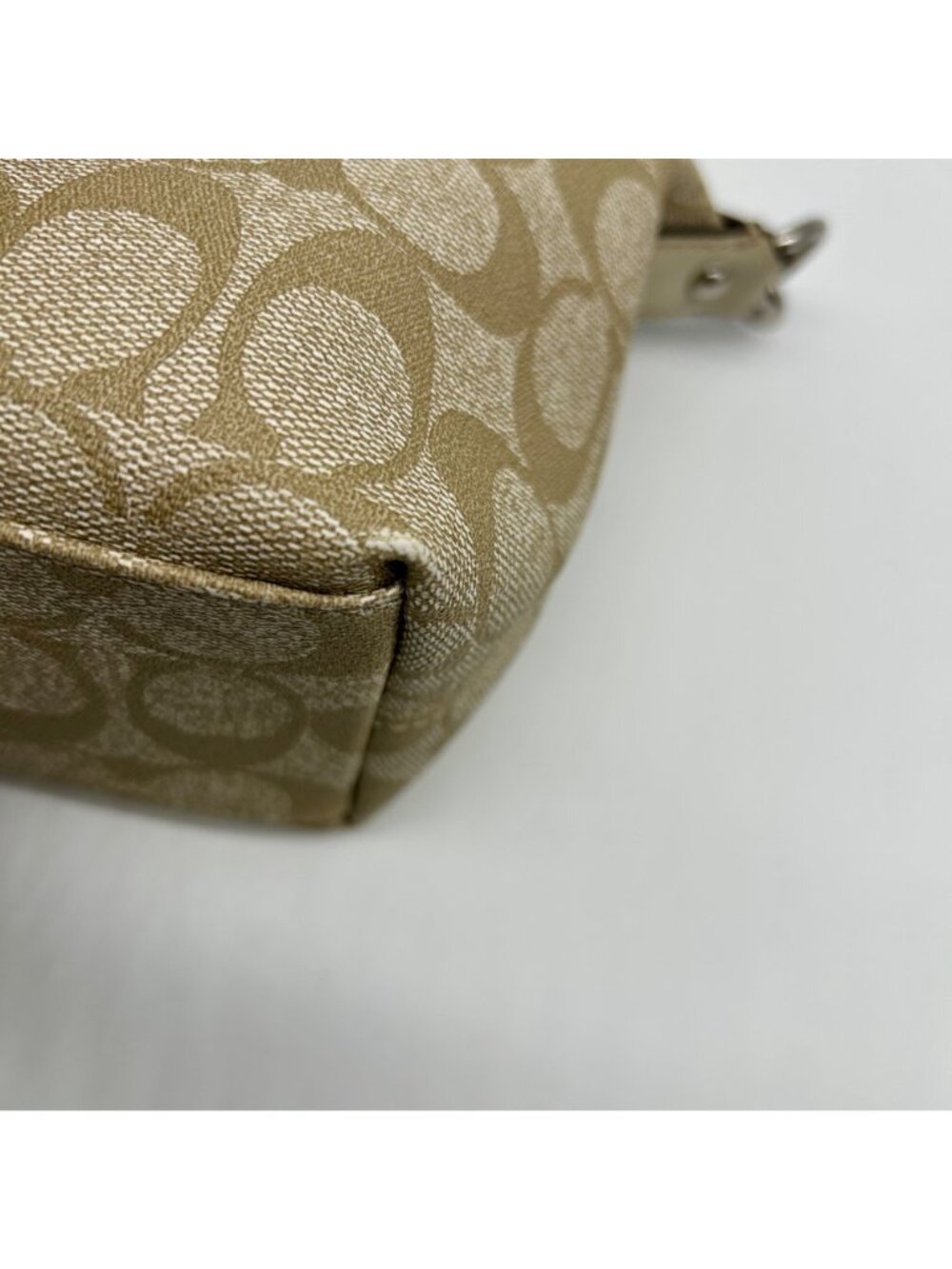 Coach Legacy Beige Canvas Signature Stripe Top Handle Bag - Picture 8 of 10